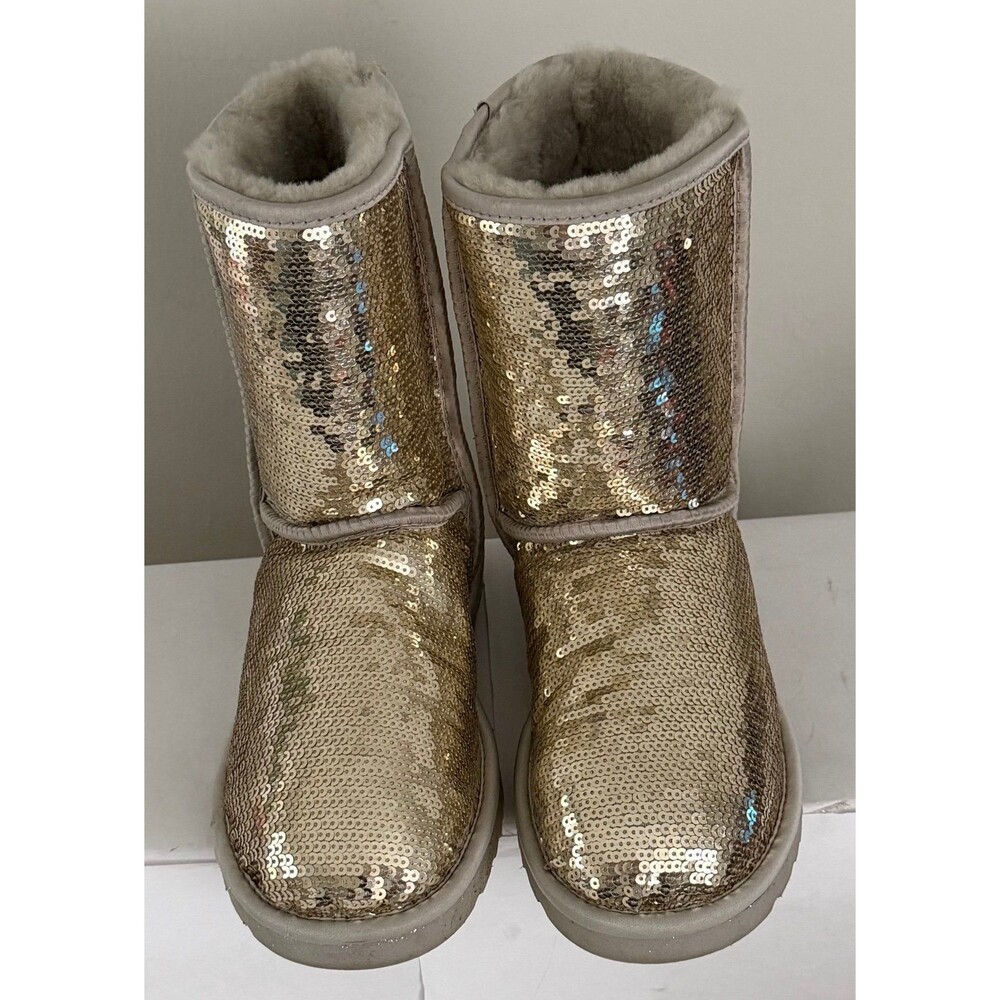 UGG Women’s Boot Classic Short Sequin 3161 Silver US Size 8